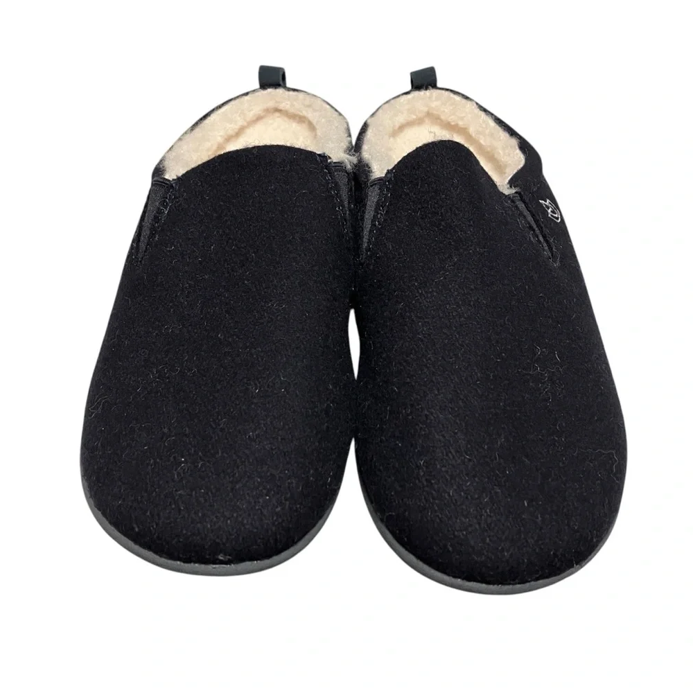 Spenco Black Fleece Lined Wool Blend Black Slip On Slipper House Shoes Womens 9 - Picture 3 of 13